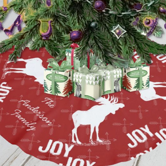 Jupon De Sapin En Polyester Brossé Tableau noir Croisé Flèche Moose Noël