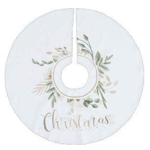 Jupon De Sapin En Polyester Brossé Tape à l'œil typographie de Noël en noir et or