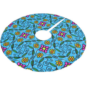 Jupon De Sapin En Polyester Brossé Tapis de arbre floral abstrait