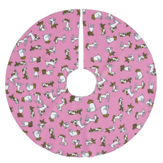Jupon De Sapin En Polyester Brossé Tapis de base de sapin de dessin animé Jack Russel