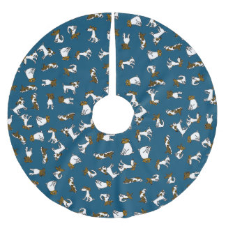 Jupon De Sapin En Polyester Brossé Tapis de base de sapin de dessin animé Jack Russel