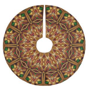 Jupon De Sapin En Polyester Brossé Tapis de décoration d'arbre de Noël vert or