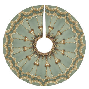 Jupon De Sapin En Polyester Brossé Tapis de décoration d'arbre vert or