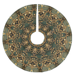 Jupon De Sapin En Polyester Brossé Tapis de décoration d'arbre vert or