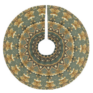 Jupon De Sapin En Polyester Brossé Tapis de décoration d'arbre vert or