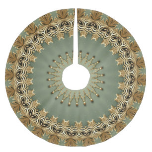Jupon De Sapin En Polyester Brossé Tapis de décoration d'arbre vert or