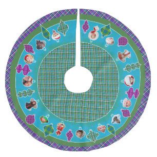 Jupon De Sapin En Polyester Brossé Tapis de Noël à carreaux (couleurs rétro) pour sap