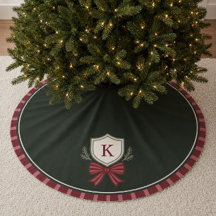 Jupon De Sapin En Polyester Brossé Tapis de Noël à monogramme moderne et festif