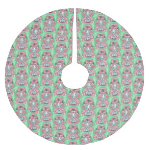 Jupon De Sapin En Polyester Brossé TAPIS DE NOËL À THÈME CANICHE ROSE MENTHE Répéter
