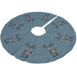 Jupon De Sapin En Polyester Brossé Tapis de Noël autour d'un arbre avec le renne Rudo