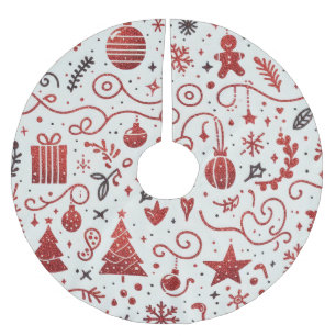 Jupon De Sapin En Polyester Brossé Tapis de Noël décoratif rouge et blanc pour arbre