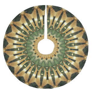 Jupon De Sapin En Polyester Brossé Tapis de Noël décoratif vert or pour arbre de Noël