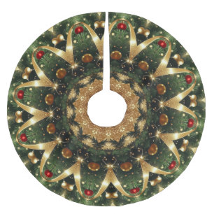 Jupon De Sapin En Polyester Brossé Tapis de Noël décoratif vert or pour arbre de Noël