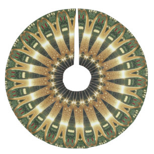 Jupon De Sapin En Polyester Brossé Tapis de Noël décoratif vert or pour arbre de Noël