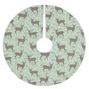 Jupon De Sapin En Polyester Brossé Tapis de Noël - Dessin de cerf de la forêt