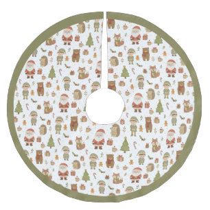 Jupon De Sapin En Polyester Brossé Tapis de Noël en bois dessiné à la main - Animaux