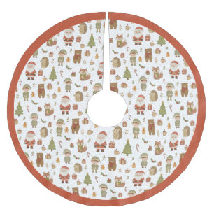 Jupon De Sapin En Polyester Brossé Tapis de Noël en forme d'arbre avec Animaux de la 