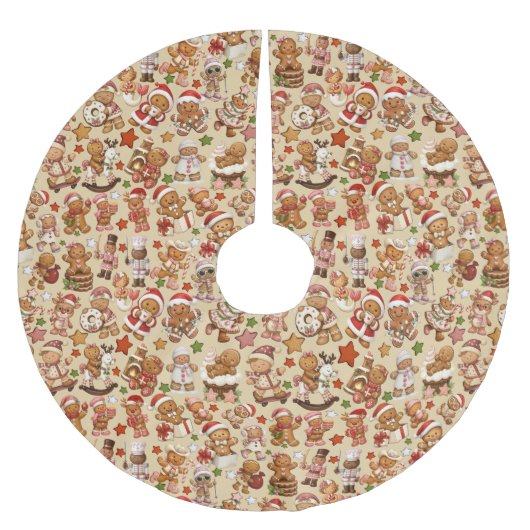 Jupon De Sapin En Polyester Brossé Tapis de Noël Gingerbread Joy (Devant)
