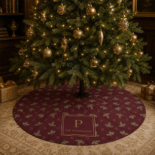 Jupon De Sapin En Polyester Brossé Tapis de Noël personnalisé avec monogramme pour sa