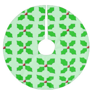Jupon De Sapin En Polyester Brossé Tapis de Noël pour arbre aux houx
