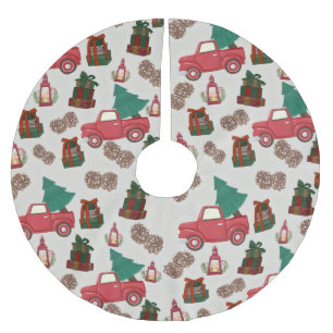 Jupon De Sapin En Polyester Brossé Tapis de Noël pour arbre avec camion vintage Cam