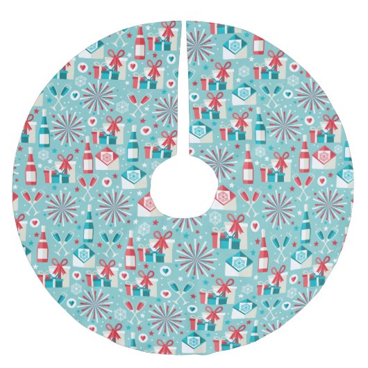 Jupon De Sapin En Polyester Brossé Tapis de Noël Rétro, Polyester Brosse (Devant)