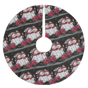 Jupon De Sapin En Polyester Brossé Tapis de Noël sapin bonhomme de neige