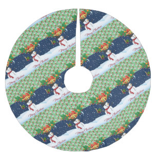 Jupon De Sapin En Polyester Brossé Tapis de Noël sapin bonhomme de neige