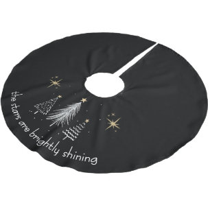 Jupon De Sapin En Polyester Brossé Tapis de sapin de Noël avec étoiles dorées