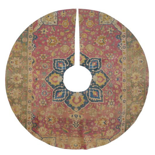 Jupon De Sapin En Polyester Brossé Tapis rouge or Kashan tapis Perse Asiatique (Devant)