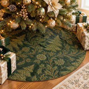 Jupon De Sapin En Polyester Brossé Tapisserie élégante d'arbre de Noël en or