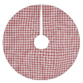 Jupon De Sapin En Polyester Brossé Tartan de Noël en rouge et blanc (Devant)