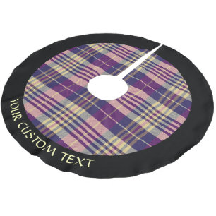 Jupon De Sapin En Polyester Brossé Tartan mauve, or et bleu