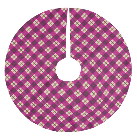 Jupon De Sapin En Polyester Brossé Tartan Pink violet À damiers (Devant)