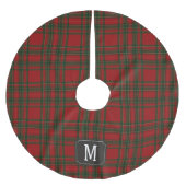 Jupon De Sapin En Polyester Brossé Tartan Rouge Vert Monogramme (Devant)