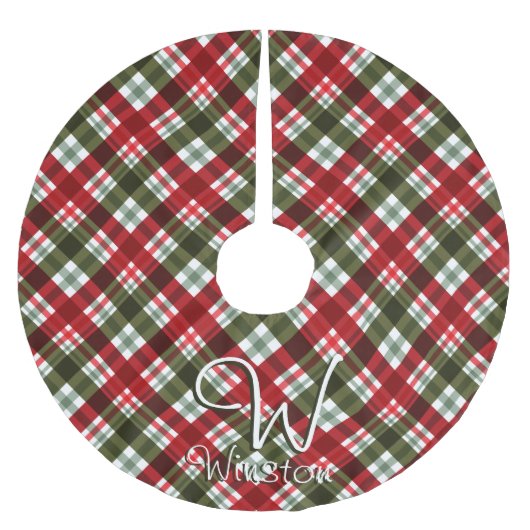 Jupon De Sapin En Polyester Brossé Tartan Royal Stewart Plaid Monogramme (Devant)