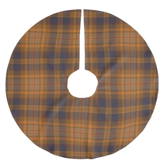 Jupon De Sapin En Polyester Brossé Tarte Brown orange foncée Tartan Plaid Noël (Devant)