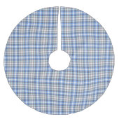 Jupon De Sapin En Polyester Brossé Taupe Tartan bleu moderne (Devant)