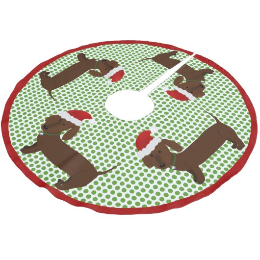 Jupon De Sapin En Polyester Brossé Teckels gais de Père Noël - brun (Angle)