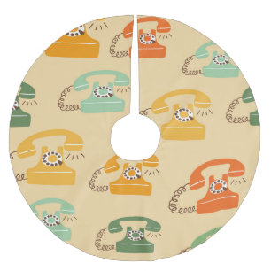 Jupon De Sapin En Polyester Brossé Téléphones rétro, motif sans couture colorée.