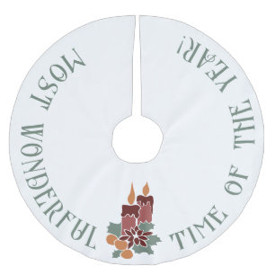 Jupon De Sapin En Polyester Brossé Temps le plus merveilleux de l'année, bougies de N