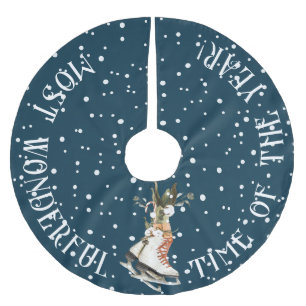 Jupon De Sapin En Polyester Brossé Temps le plus merveilleux de l'année, Patins de gl