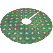 Jupon De Sapin En Polyester Brossé Tennis Ball Feu de Noël Motif sur Vert (Angle)