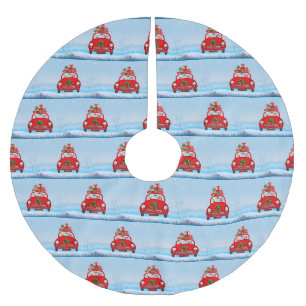 Jupon De Sapin En Polyester Brossé Terrier blanc West Highland avec le Père Noël