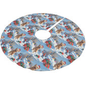 Jupon De Sapin En Polyester Brossé Terrier rouillé en neige avec Casquette de Noël (Angle)