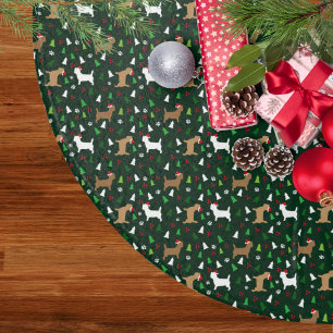 Jupon De Sapin En Polyester Brossé Terriers du Caire de Noël à Santa Hats Vert