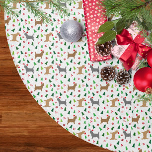 Jupon De Sapin En Polyester Brossé Terriers du Caire de Noël en blanc de chapeau de N