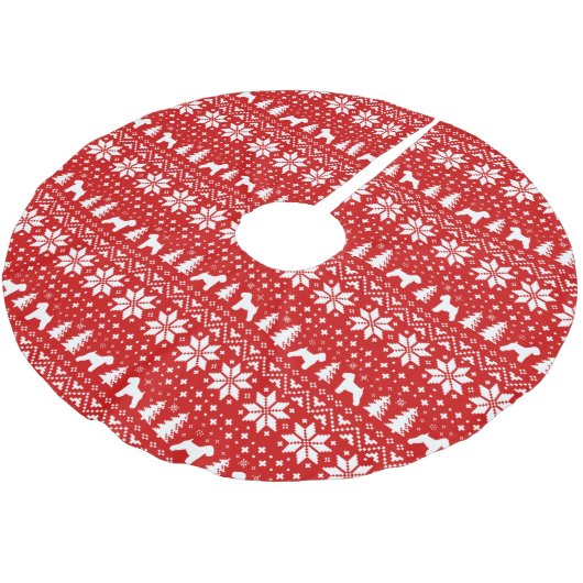 Jupon De Sapin En Polyester Brossé Terriers roux doux Motif de Noël (Angle)