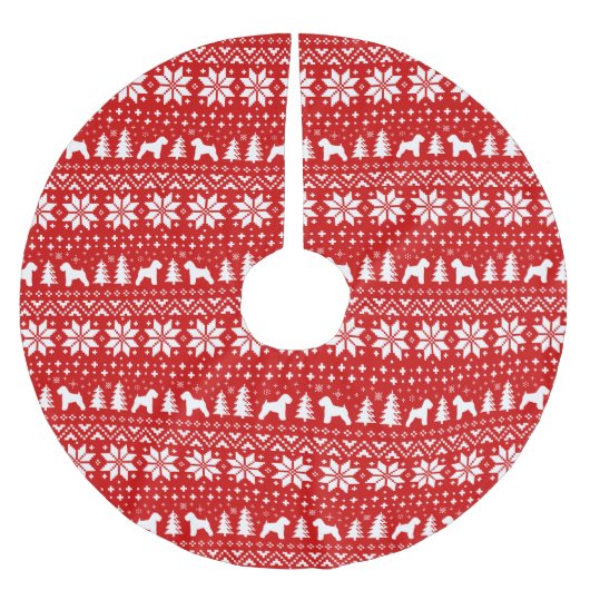 Jupon De Sapin En Polyester Brossé Terriers roux doux Motif de Noël (Devant)