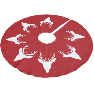 Jupon De Sapin En Polyester Brossé Têtes de cerf blanc en ombres chinoises sur fond r